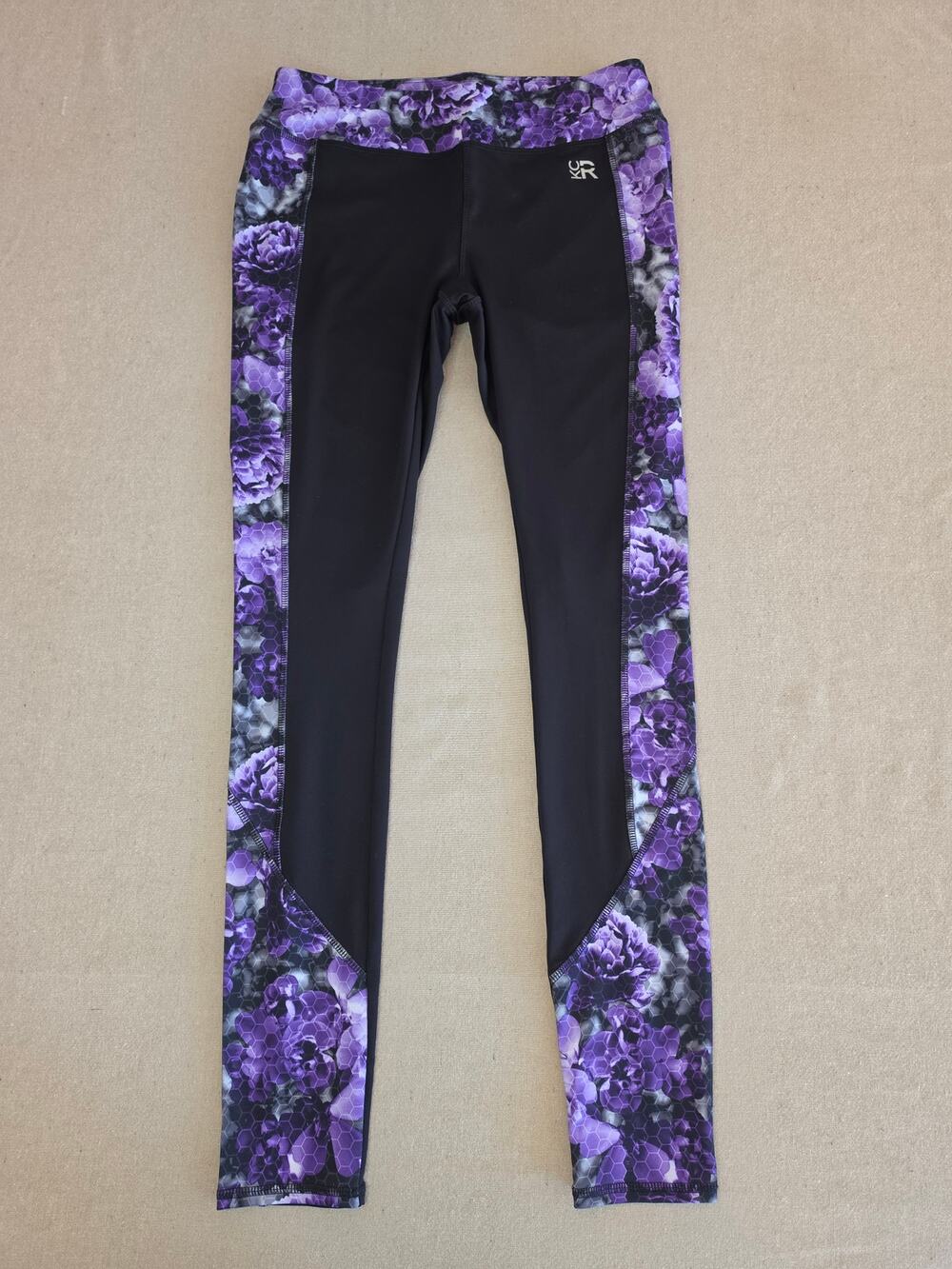 Kenneth Cole Reaction Activewear Floral Honeycomb Pattern Leggings Sz Small